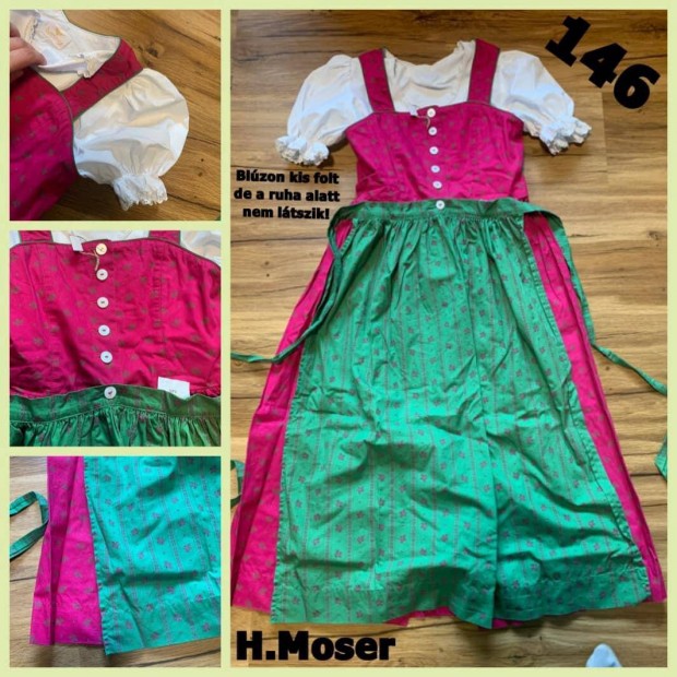 146-os pink-zld Kislny Dirndl ruha blzzal /H.Moser/