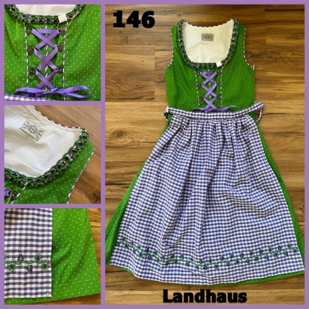 146-os zld-lila Kislny Dirndl ruha /Landhaus/