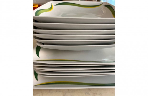 14 részes négyszög alakú porcelán étkészlet