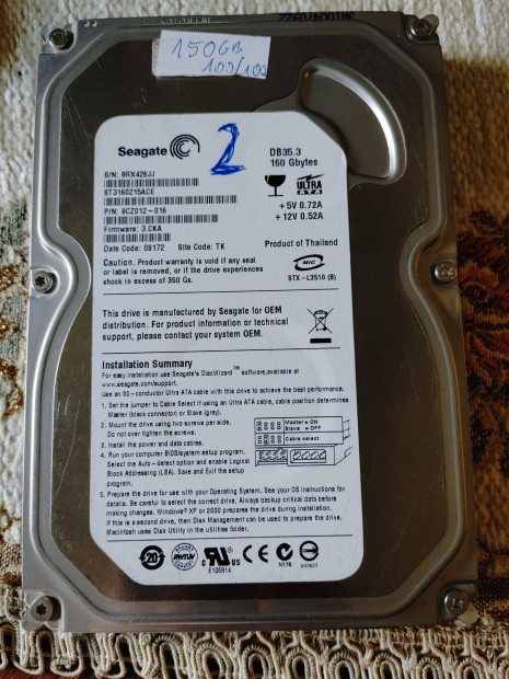 150GB hdd IDE PATA csatlakozs 100/100