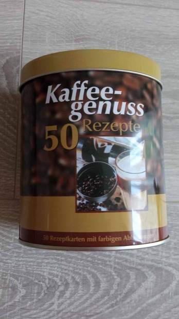 150 db étel és kávés recept kártya német nyelvű fém dobozban 1000 Ft