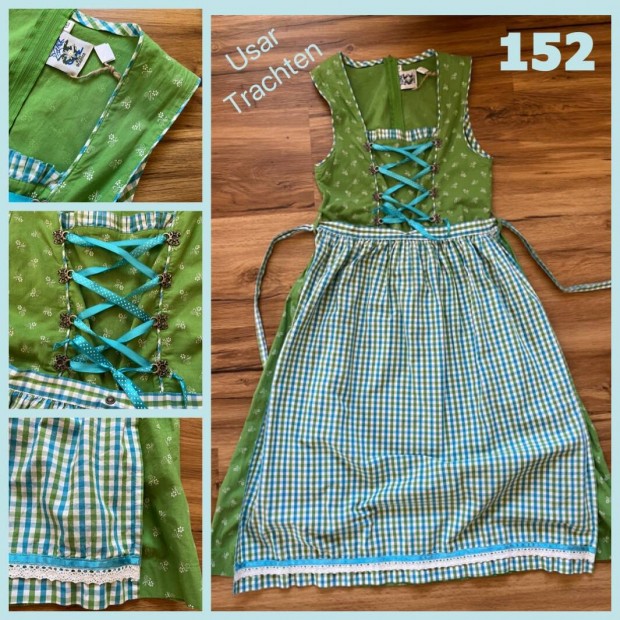 152-es zld-kk Kislny Dirndl ruha /Usar/