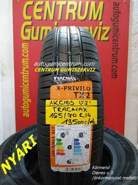 165/70r14 nxri gumi jak -Tracmax. 13.500 Ft