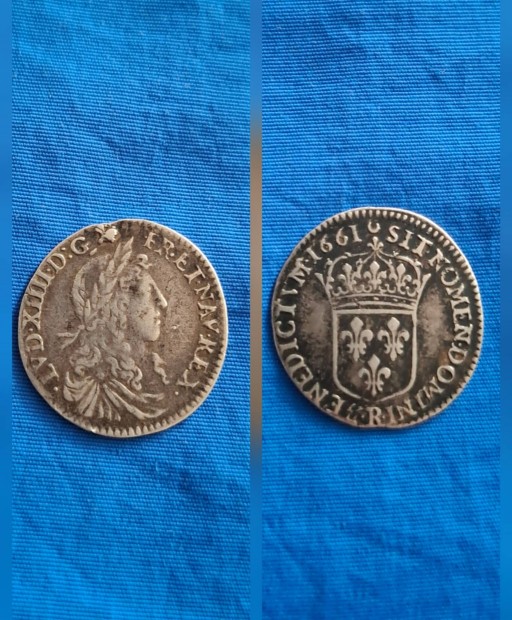 1661 XIV. Lajos 1/12 ecu B. ezüst érme!