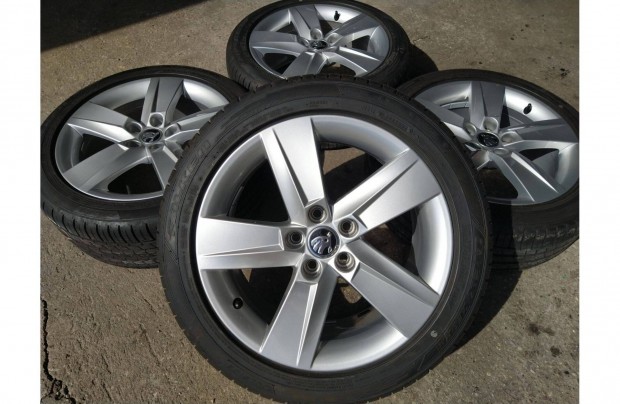 16" gyári Skoda Fabia, Rapid alufelni 5x100 újszerű nyári gumi Falken