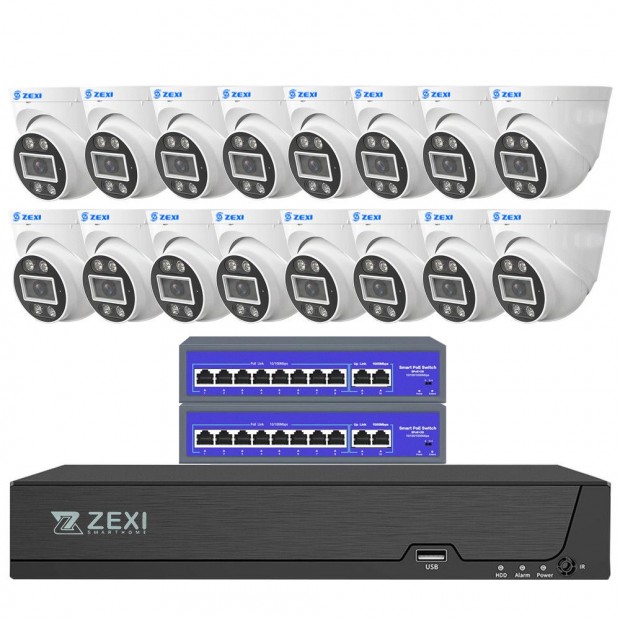 16 kamers 4MP 3.6mm biztonsgi rendszer beltri dome IP, POE switch,