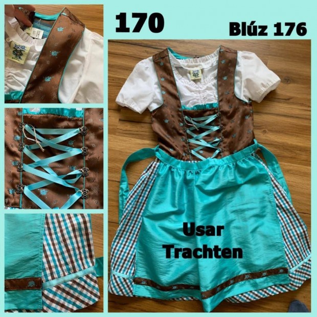 170-es barna-trkiz Kislny Dirndl ruha /Usar Trachten/