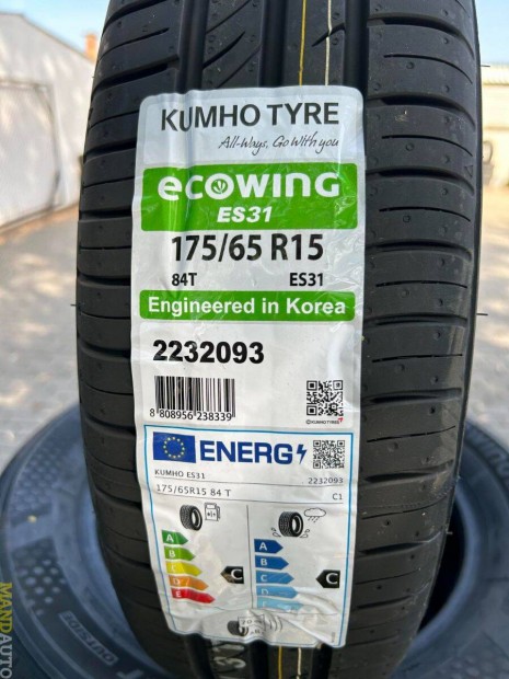 175/65R15 Kumho Es31(Dot:2024),j nyri gumi