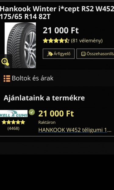 175/65 R14 Hankook Winter téli gumik felnivel és dísztárcsával!