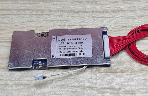 17S 60A 62V BMS �ramk�r t�lmeleged�s v�d�vel ballanszeres Li-ion akku