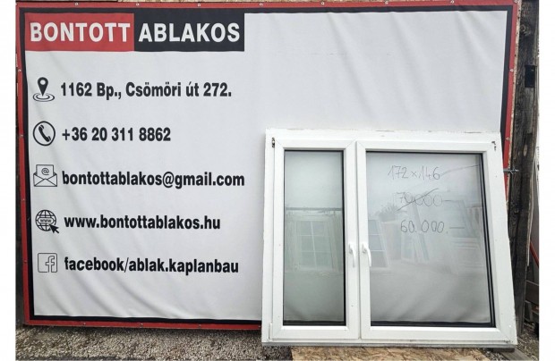 180x150 közeli! bontott műa. aszimmetrikus 2 szárnyú kívül barna ablak