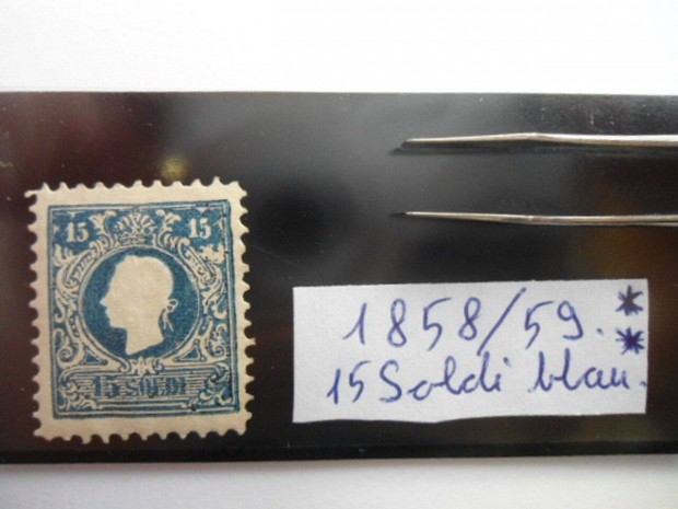 1858/59 Austria 15 Soldi blau For Sale,blyeg posta tisztn elad