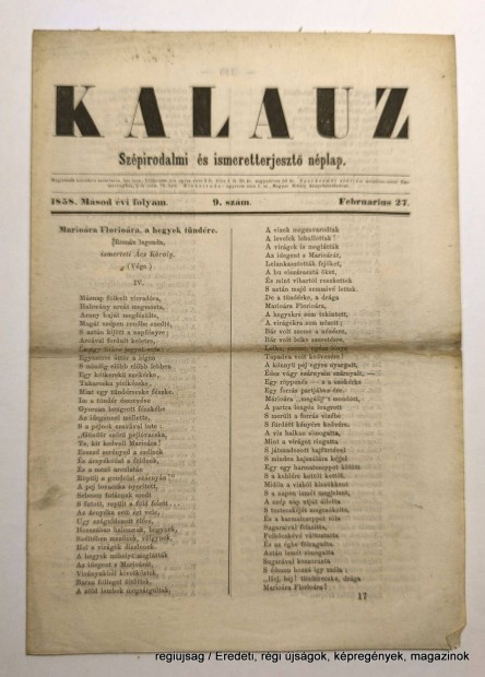 1858 februr 27 / Kalauz / Szletsnapok lapjai Ssz.: 29243