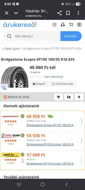 185/55 r 16 nyári gumi garnítúra