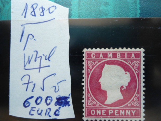 1880.Gambia.One Penny Stamps For Sale.Blyeg Elad.600 Eur