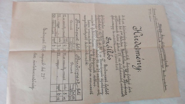 1890-es Vasúti Hirdetmény "Szöllősi" Vértesszőlősi menetrend r