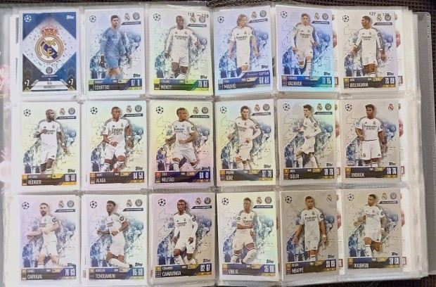 18 darab Real Madrid focis krtya Match Attax 2025 teljes alapsor