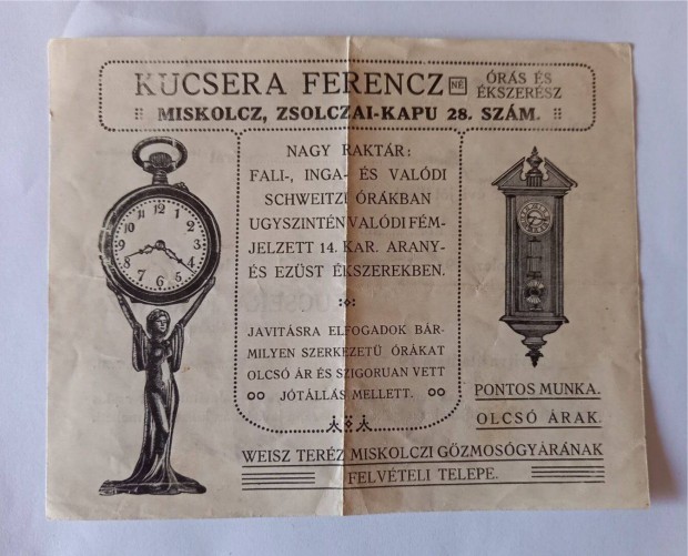 1900-as vek elejrl irat (Miskolcz)