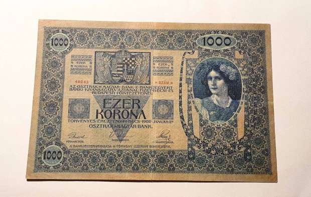 1902 Ezer Korona nagyon szp llapotban. Ritka!