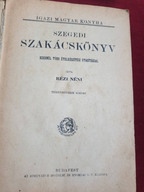 1913 Rzi nni : Szegedi szakcsknyv 