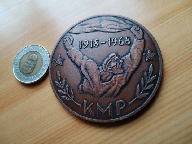 1918-1968 KMP jubileumi bronz plakett ritka db