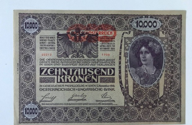 1918-as 1000 korons Deutchsterreich fellblyegzssel(aUNC)