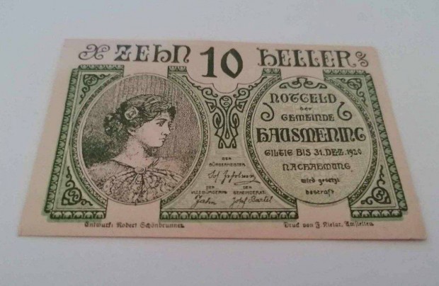 1920 / 10 Heller UNC Osztrk Szksgpnz