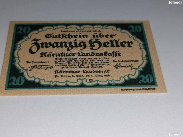 1920 / 20 Heller UNC Osztrk Szksgpnz