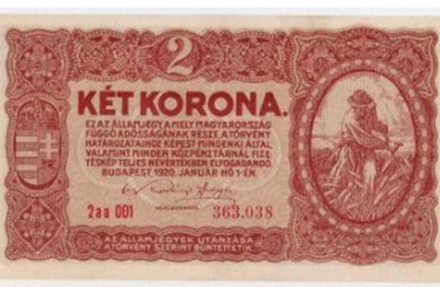1920-as 2 korons bankjegy szp llapotban