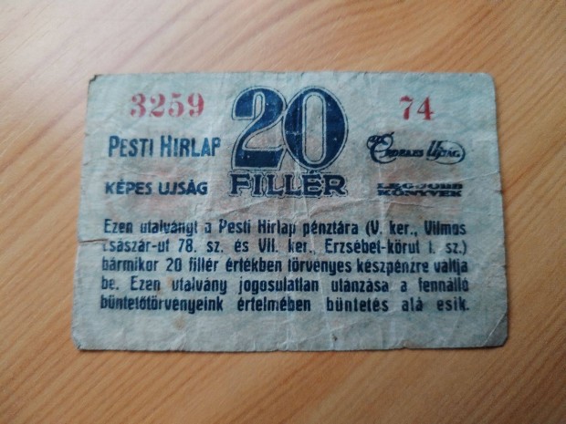 1920-as Pesti Hrlap 20 filrese