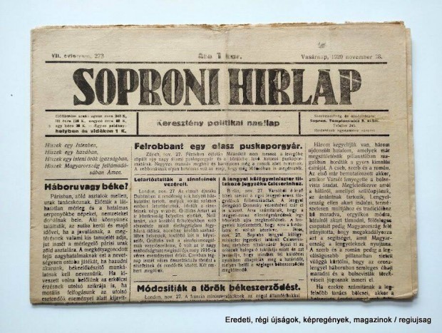 1920 november 28 / Soproni Hirlap / jsg - Magyar