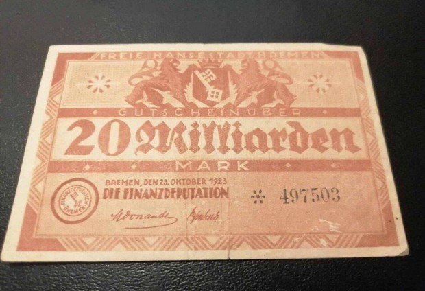 1923/20 Millird Mrka Szksgpnz Brma Nmetorszg (Csillagos) (M)