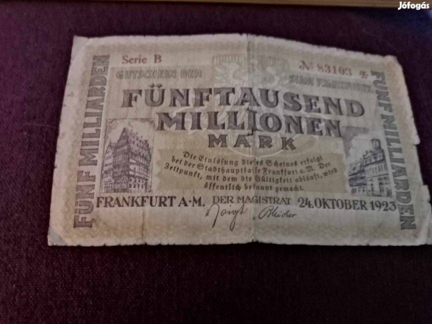 1923 / 500 Milli Mrka Frankfurt Nmetorszg Szksgpnz