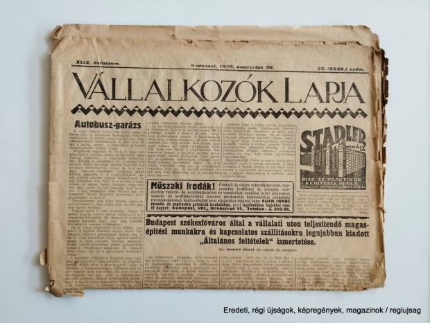 1928 augusztus 30 / Vllalkozk Lapja / jsg - Magyar