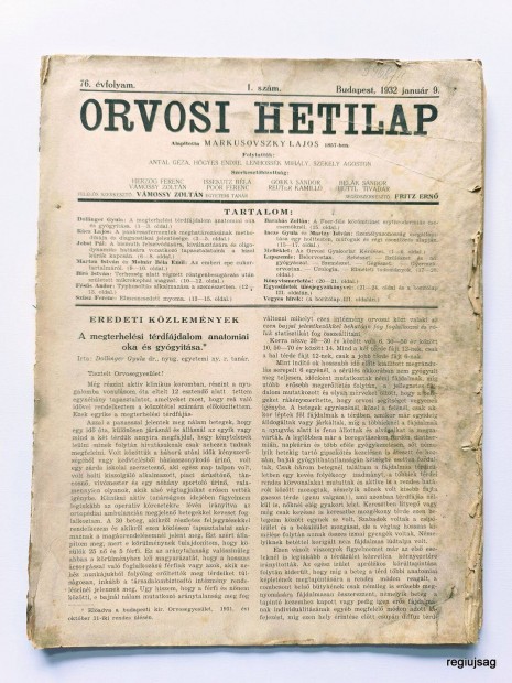 1932 I 9 / Orvosi Hetilap / jsg - Magyar / Ssz.: 27243