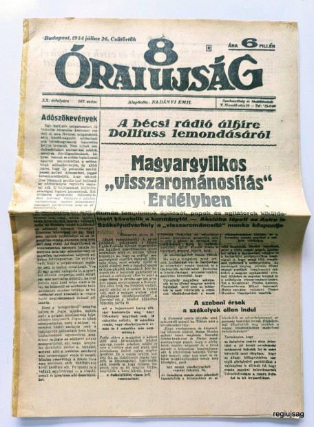 1934 jlius 26 / 8 rai Ujsg / jsg - Magyar / Ssz.: 27838