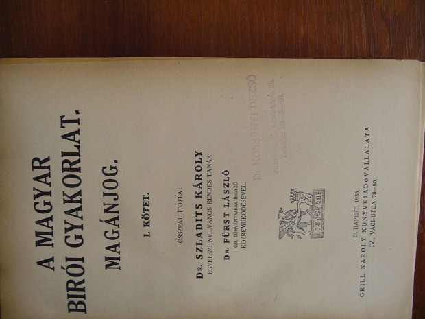 1935-s Magnjog Magyar Bri Gyakorlat ritka gyjtemnyes db