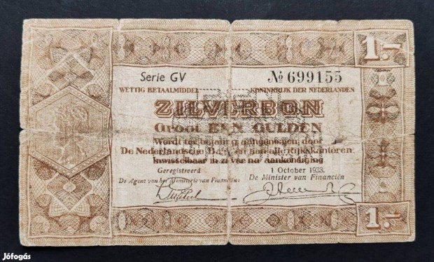 1938 / 1 Gulden Zilverbon Hollandia