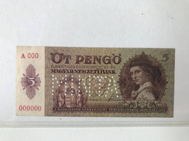 1939 5 pengs minta UNC