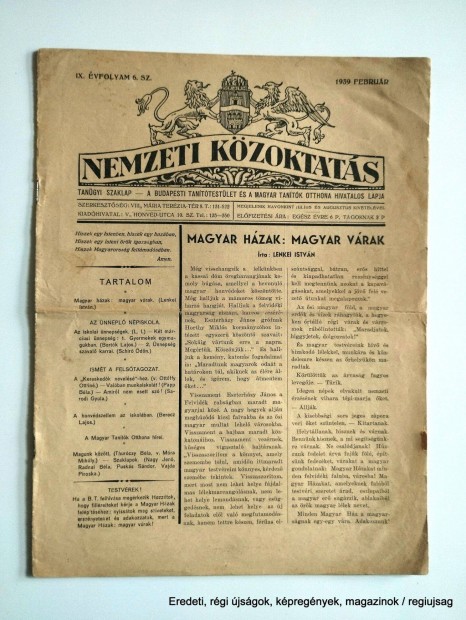 1939 februr / Nemzeti Kzoktats / jsg - Magyar