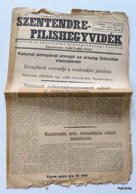 1941 IV 30 / Szentendre-Pilishegyvidk / Rgi jsgok Kpregnyek