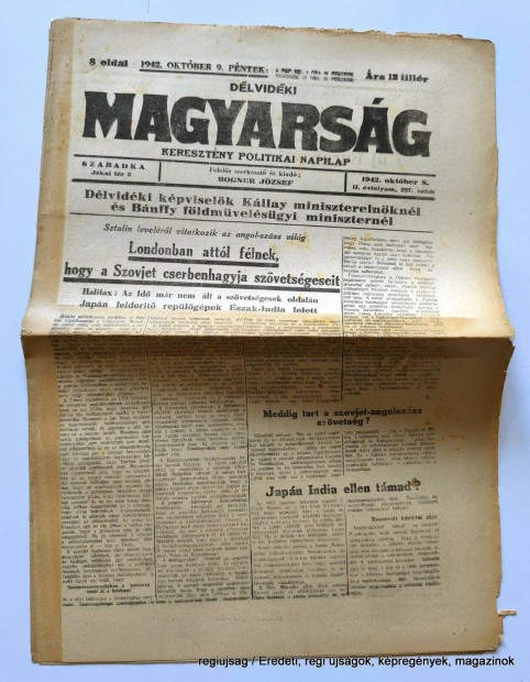 1942 oktber 9 / Magyarsg Dlvidki / jsg - Magyar