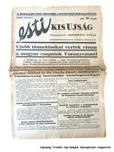 1943 december 14 / esti KIS Ujsg / jsg - Magyar