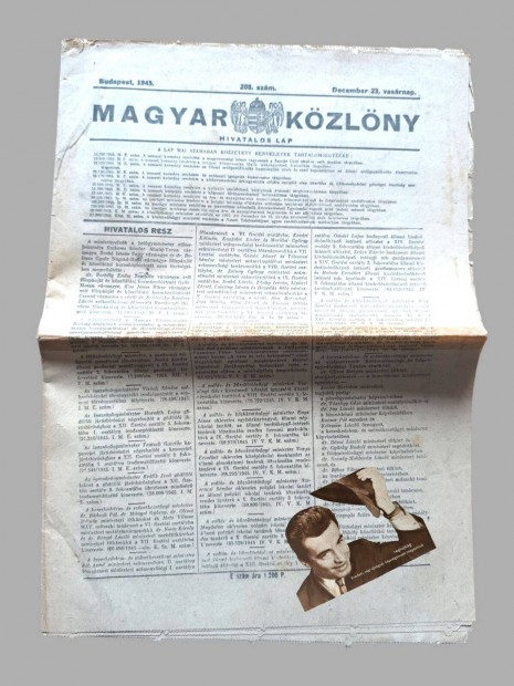 1945 december 23 / Magyar Kzlny / jsg - Magyar