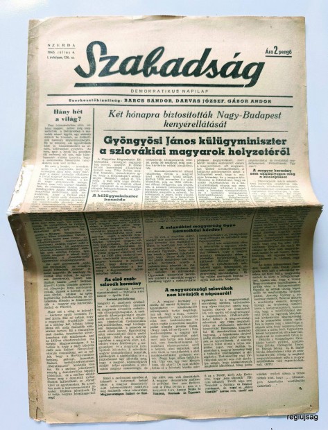 1945 jlius 4 / Szabadsg / jsg - Magyar / Ssz.: 27841