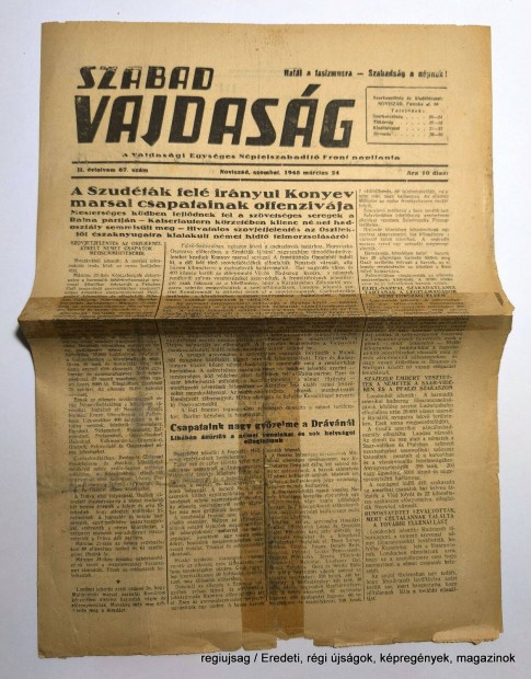 1945 mrcius 24 / Szabad Vajdasg / jsg - Magyar