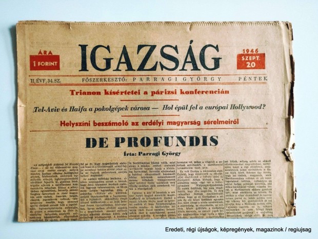 1946 szeptember 20 / Igazsg / jsg - Magyar / Ssz.: 26686