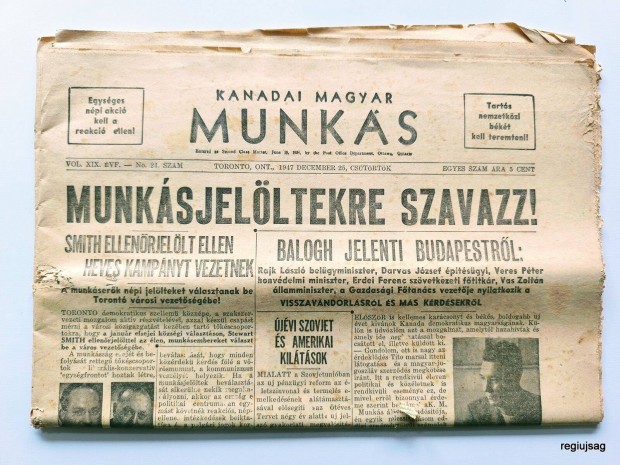 1947 december 25 / Kanadai Magyar Munks / jsg - Magyar