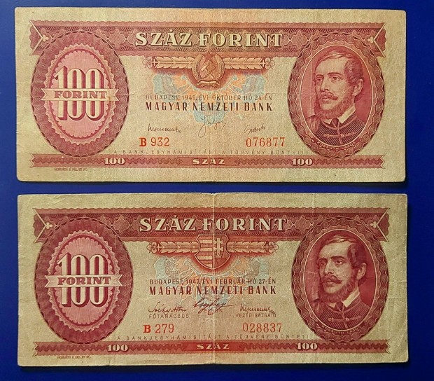 1947 és 49-es 100 Forint Vf tartásban
