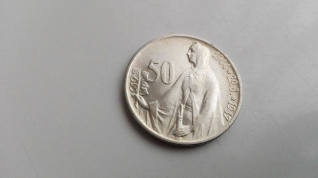 1947-es Csehszlovk ezst 50 korona "Szlovk Felkels"